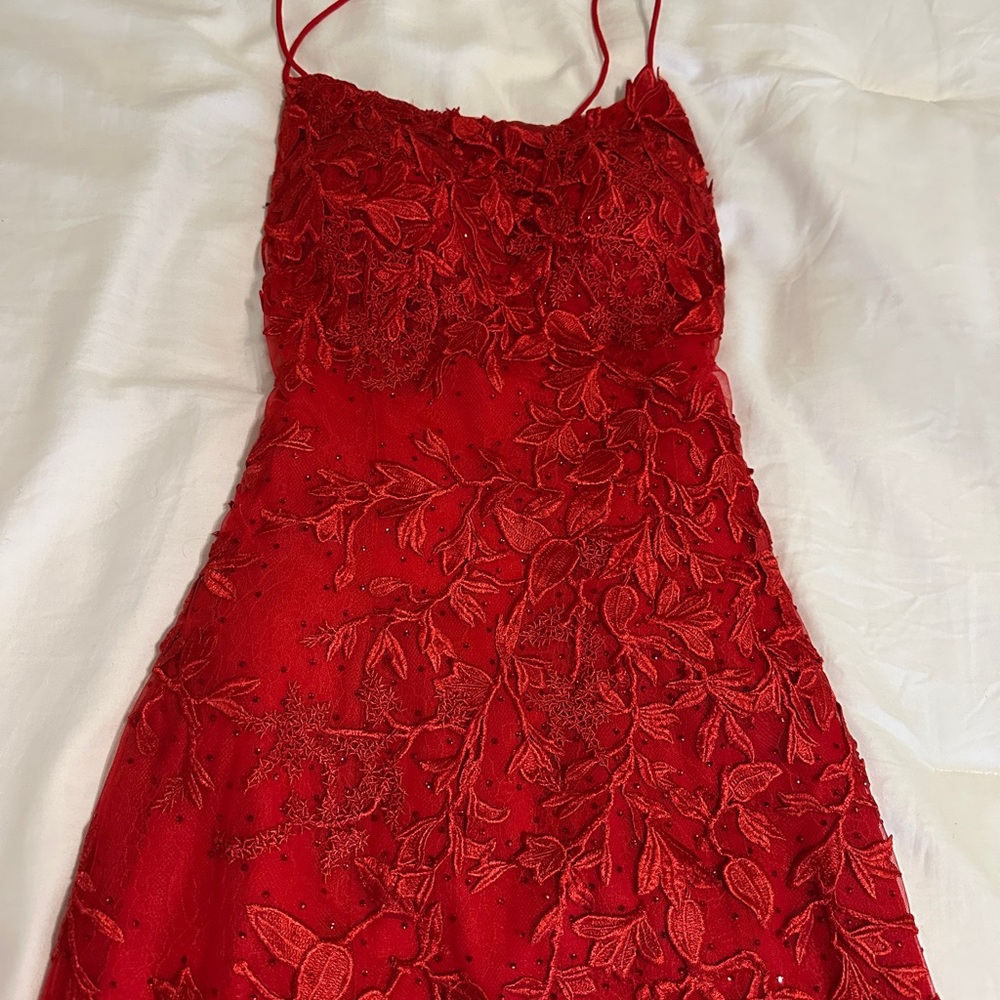 Sherri Hill Red Scarlet Floral Mini Dress Size 6